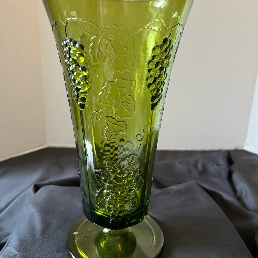 Vintage Avocado Color Glass Vase